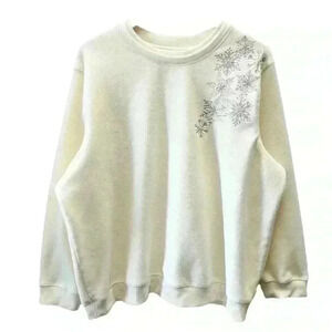 Vintage Tradition Fleece Crewneck Sweatshirt Snowflake Embroidered Ivory 3X